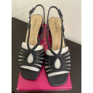 NEW Easy Street Womens Pumps Navy Topaz 9.5 Strappy Sandals‎ Heels Shoes 9.5WW